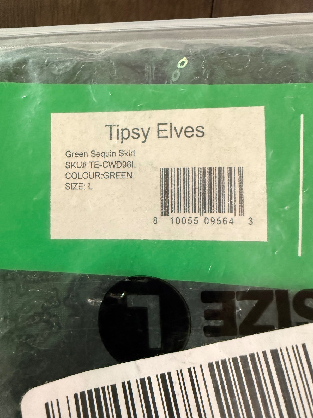 NWT Tipsy Elves Women's Green Sequin Skirt Size Large