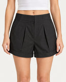 NWT Something Navy Black Pleated Cuffed Shorts Size XS