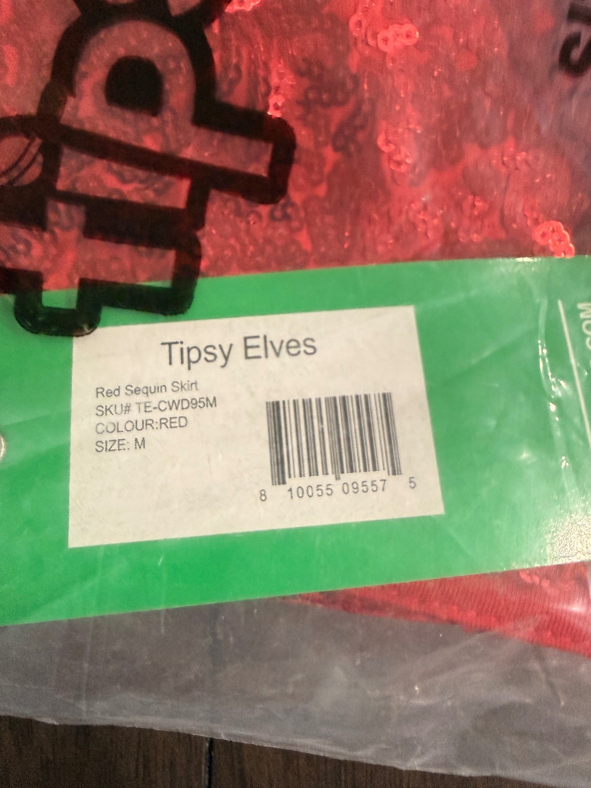 NWT Tipsy Elves Women's Red Sequin Skirt Size Medium