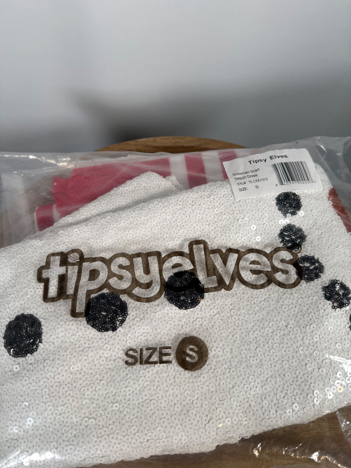 NWT Tipsy Elves Women's Snowman Scarf Sequin Dress Size Small