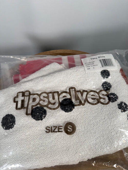 NWT Tipsy Elves Women's Snowman Scarf Sequin Dress Size Small