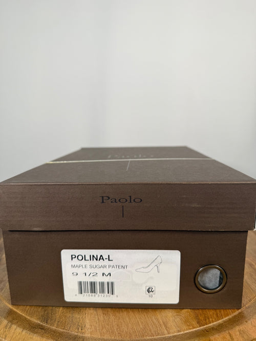 NWB Linea Paolo Polina Maple Sugar Patent Pointed Toe Pumps Size 9.5