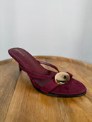 NWB Berness Royalty Wine Gold Accent Heeled Sandals Women's Size 7.5