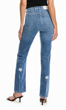 NWT 7 For All Mankind Easy Slim Women's Floral Detail Jeans Size 28