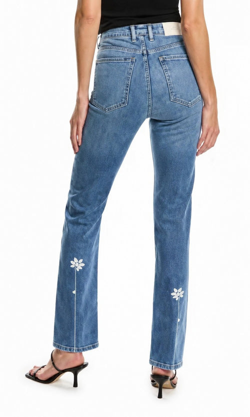NWT 7 For All Mankind Easy Slim Women's Floral Detail Jeans Size 28