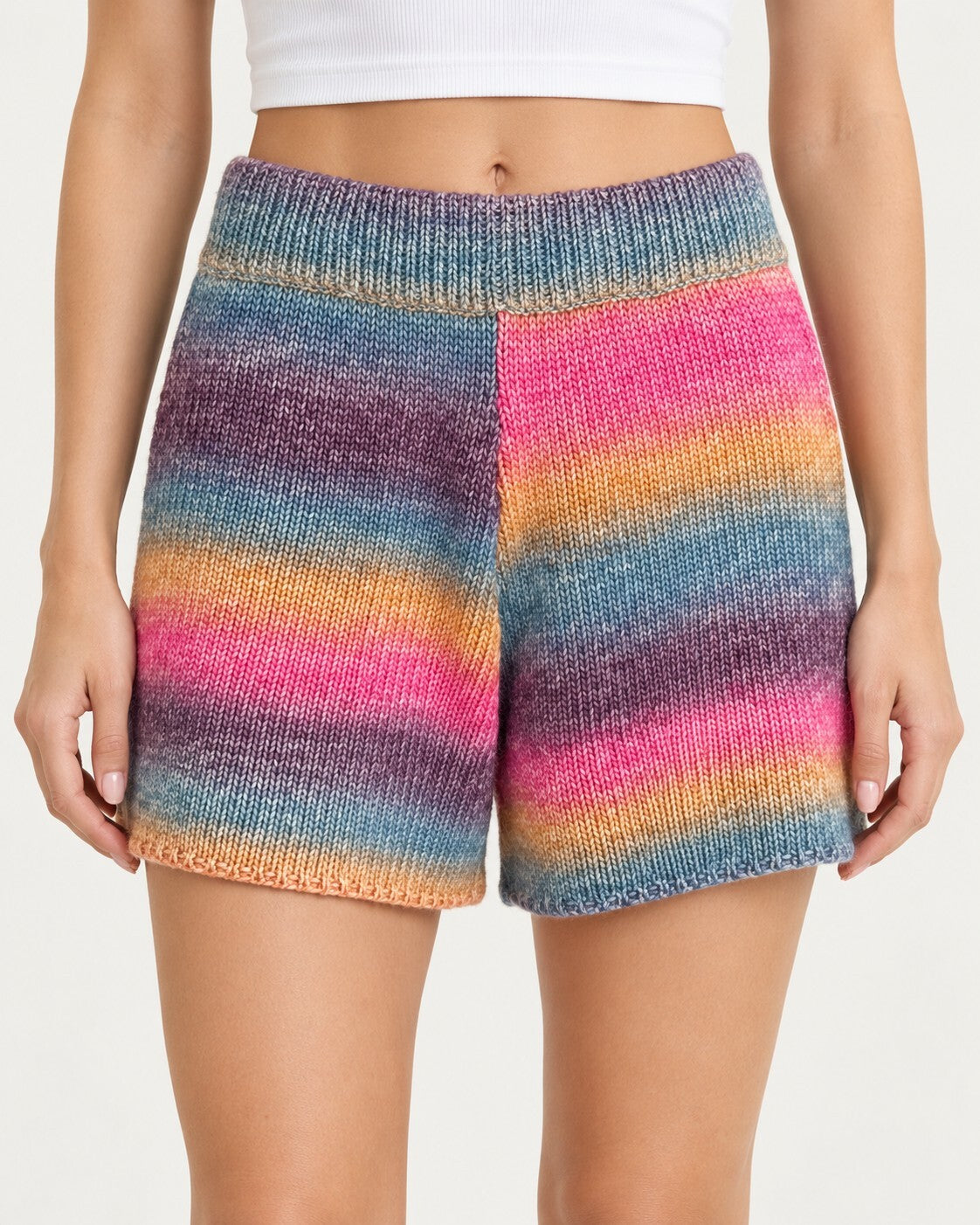 NWT Something Navy Poppy Ombre Sweater Shorts Rainbow Multi Size Small