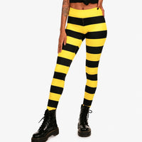 NWT Tipsy Elves Bumblebee Striped Halloween Leggings Size Medium