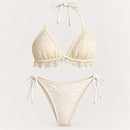 NWT CUPSHE Women’s Cream Lace 3 Piece Bikini Set with Wrap Skirt Size Large