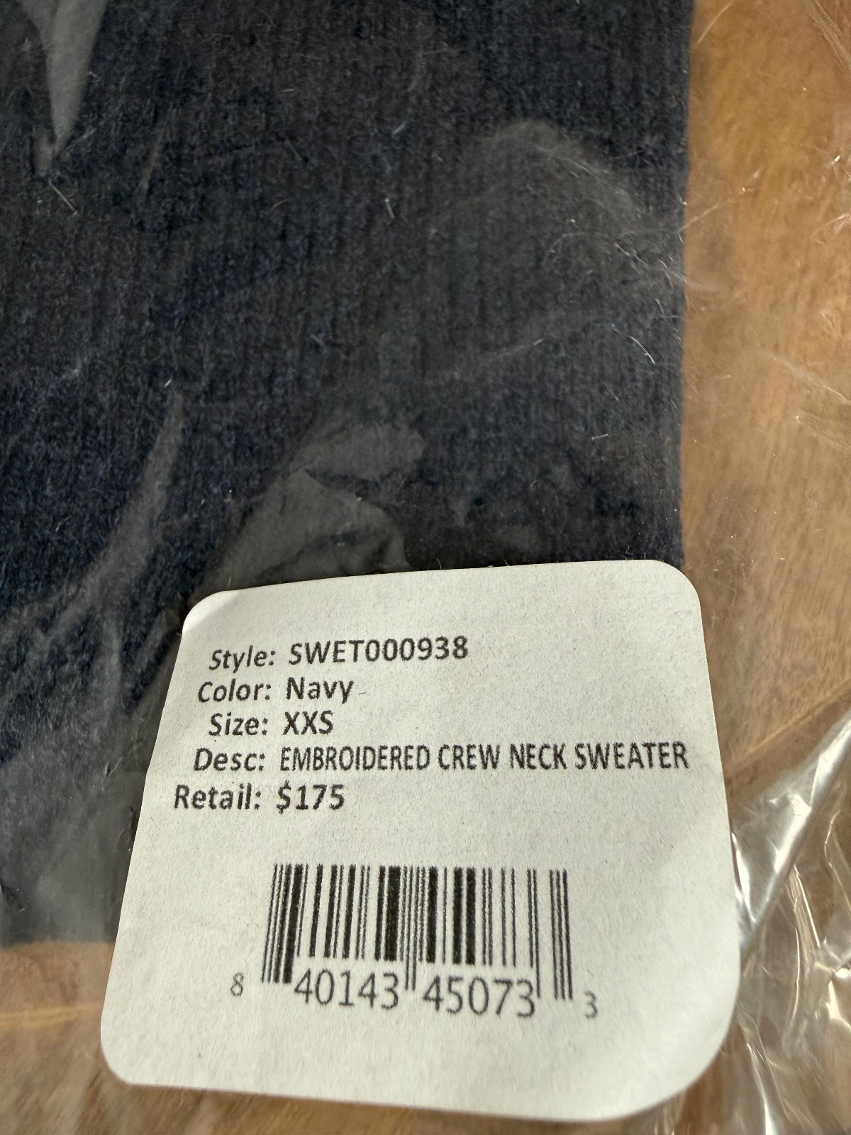 NWT Something Navy Navy Floral Embroidered Crew Neck Sweater Size XXS