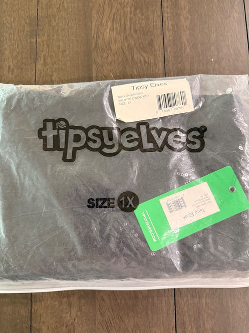 NWT Tipsy Elves Women's Black Sequin Skirt Size 1X