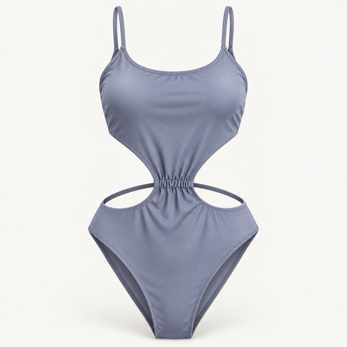 NWT Cupshe Slate Blue Cutout Strappy Tie Back One Piece Swimsuit Size Medium
