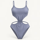 NWT Cupshe Slate Blue Cutout Strappy Tie Back One Piece Swimsuit Size Medium