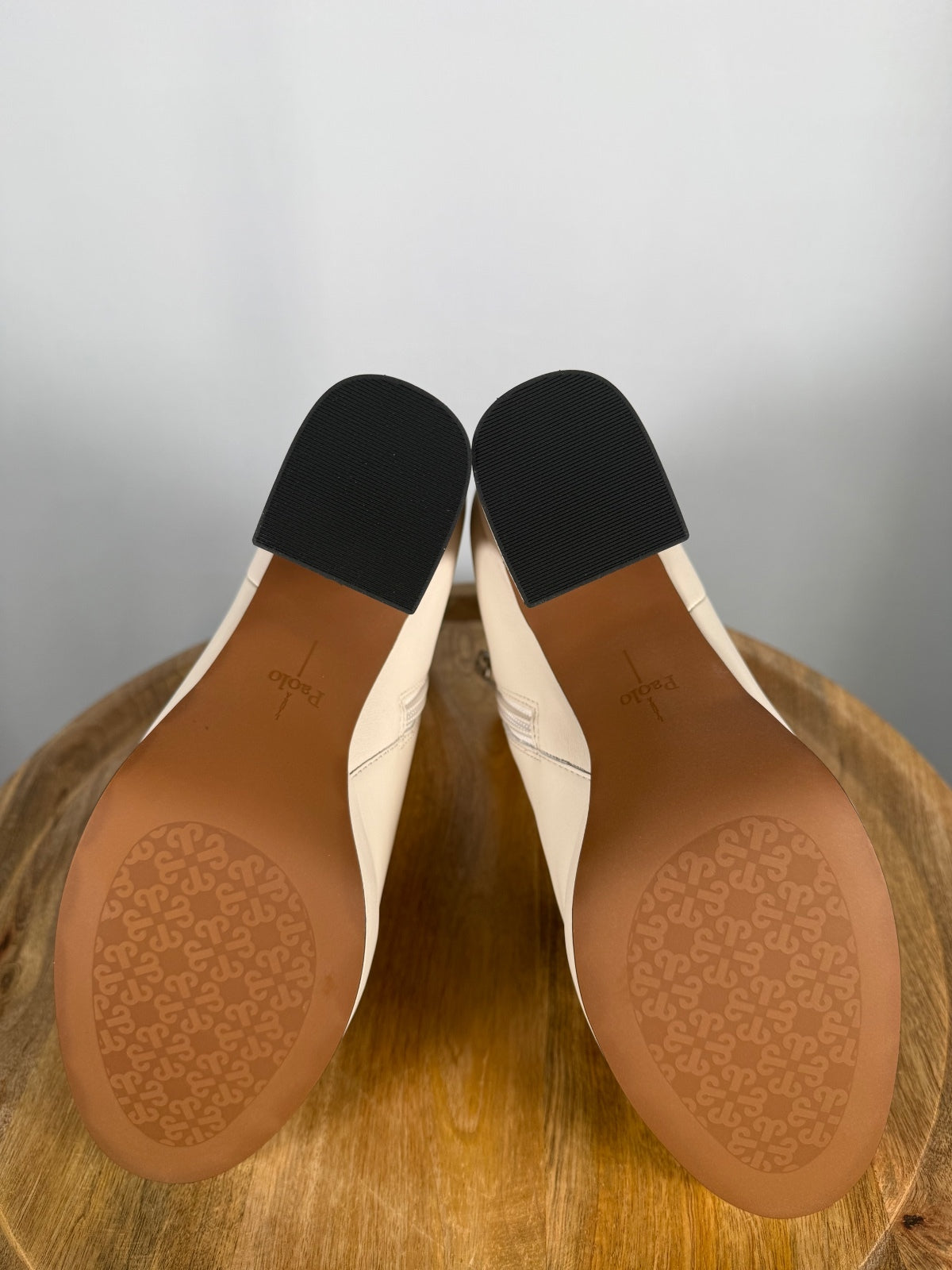 NWB Linea Paolo Winslow Cream Leather Platform Block Heel Ankle Boots Size 9