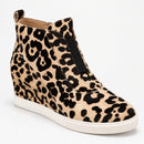 NWB Linea Paolo Anna 3 White Black Leopard Wedge Sneakers Size 8.5