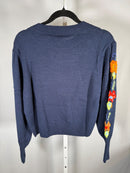 NWT Something Navy Navy Floral Embroidered Crew Neck Sweater Size XXS