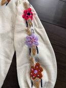 NWT Something Navy Ivory Floral Embroidered Crew Neck Sweater Size Large