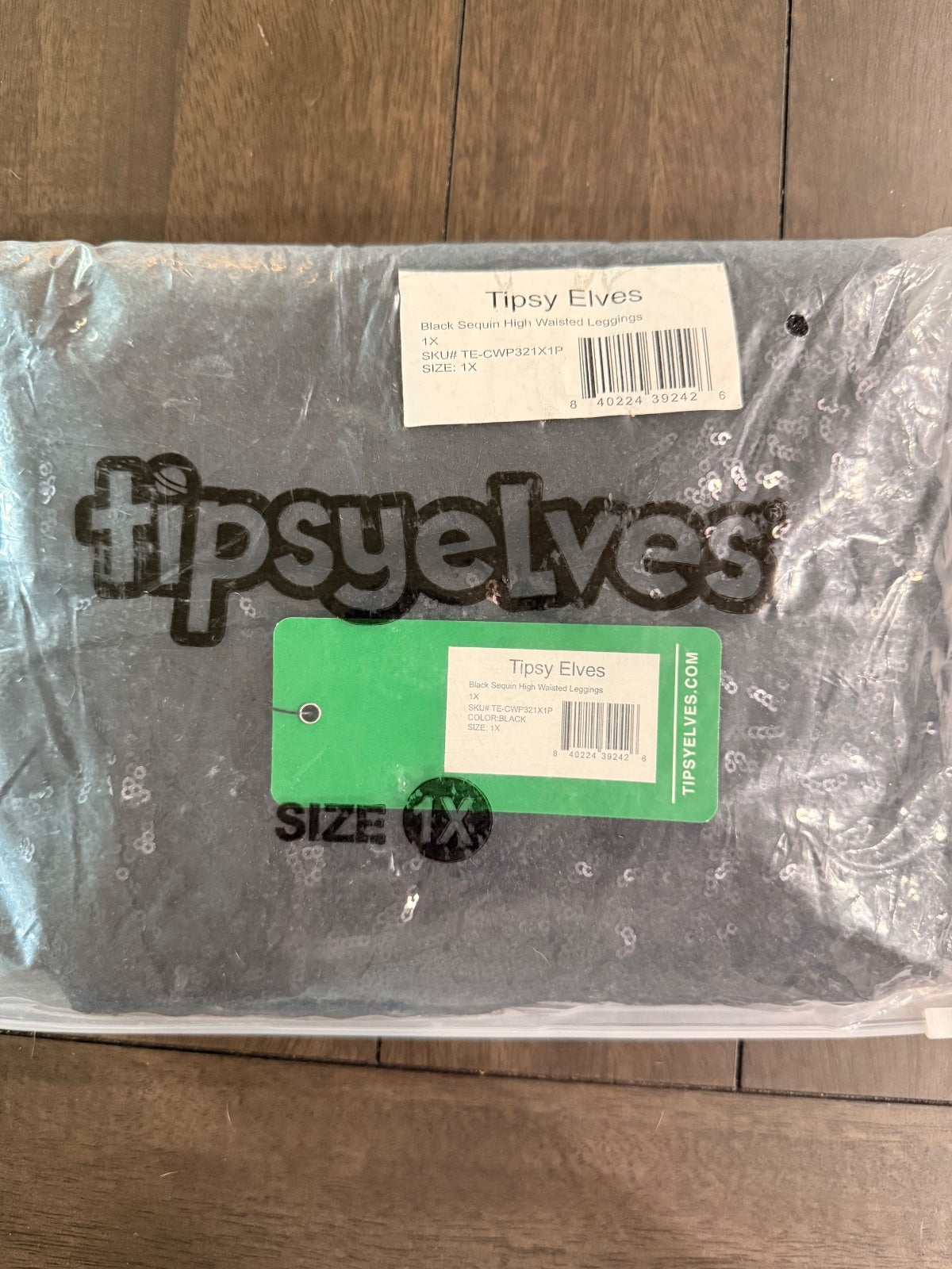 NWT Tipsy Elves Black Sequin High Waisted Leggings Size 1X