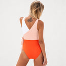 NWT Cupshe Orange And White Bowknot One piece Swimsuit Size Medium
