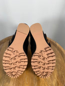 NWB Linea Paolo Wisteria Black Suede Buckle Wedge Sandals Size 8