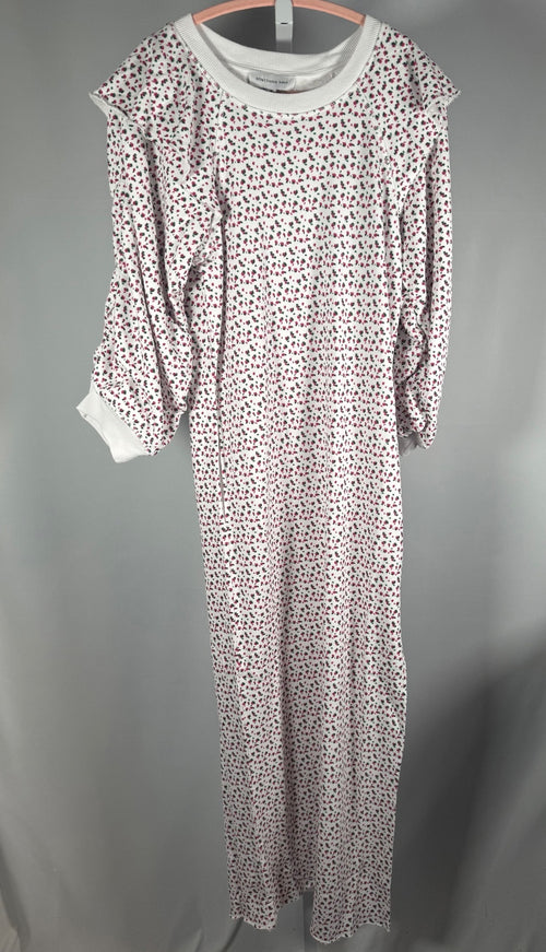 NWT Something Navy Meghan Floral Ruffle Sweatshirt Dress White Size M