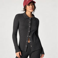 NWT Spiritual Gangster Aster Ribbed Collared Button-down Top Size XS