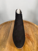 NWB Linea Paolo Yuri Black Oiled Nubuck Wedge Ankle Boots Size 8.5
