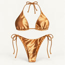 NWT CUPSHE Women’s Bronze Triangle Tie Side Bikini Set Size Small