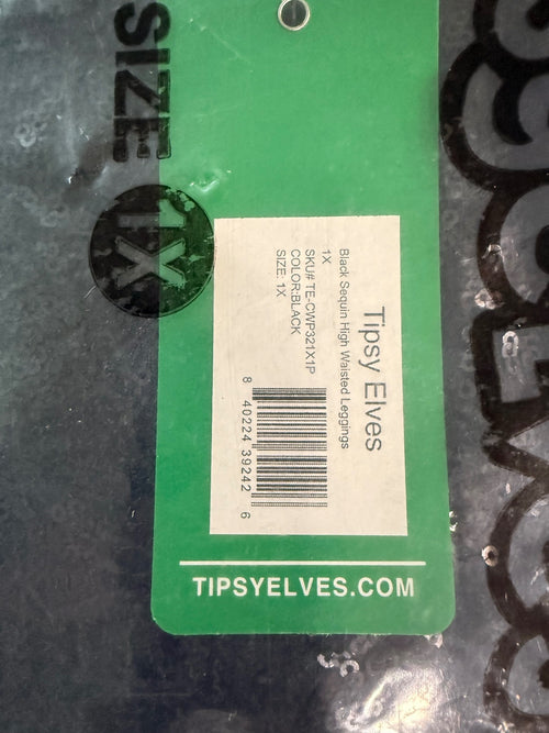 NWT Tipsy Elves Black Sequin High Waisted Leggings Size 1X