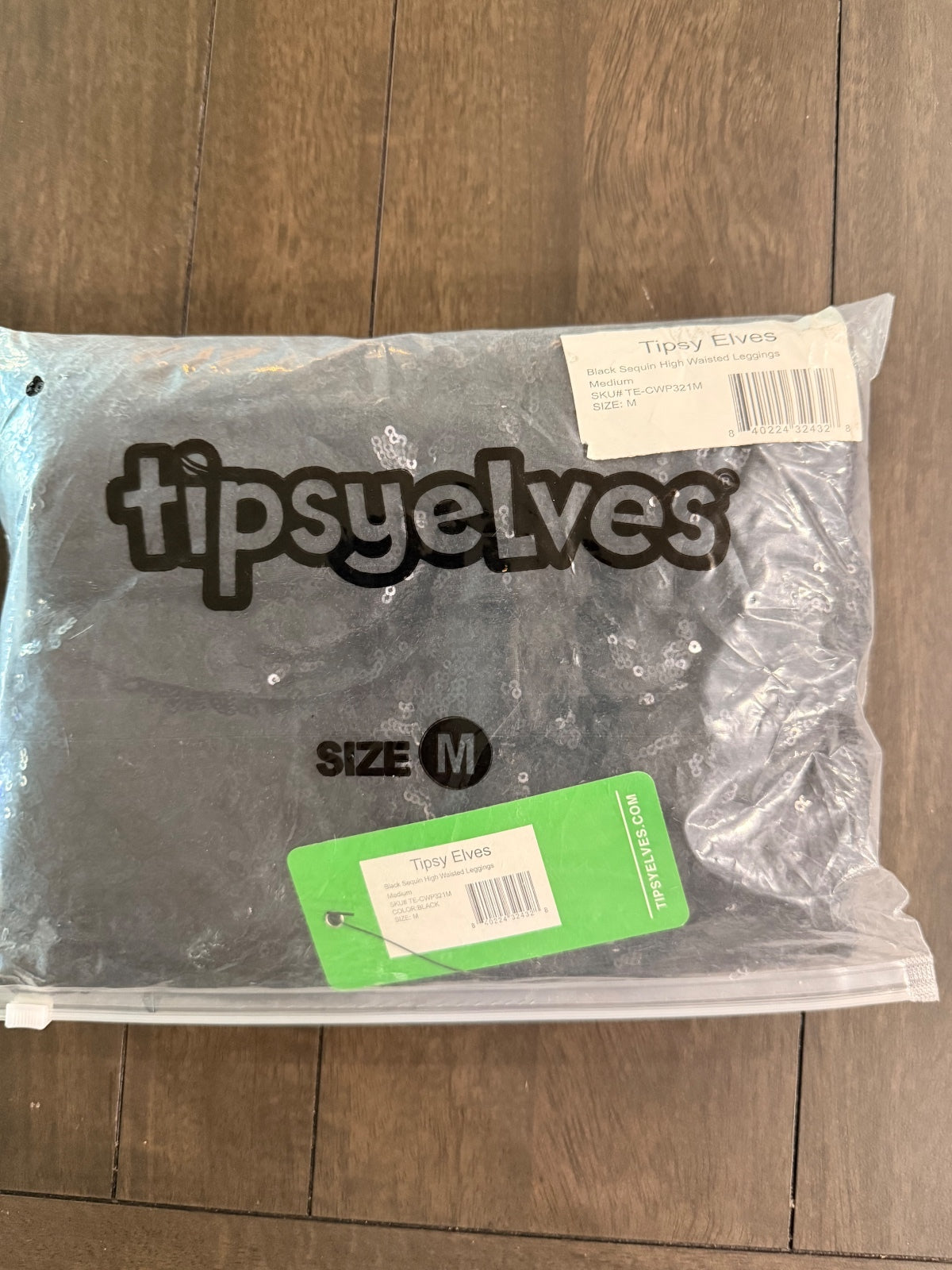 NWT Tipsy Elves Black Sequin High Waisted Leggings Size Medium