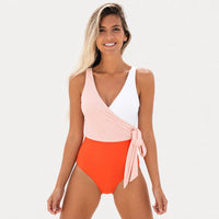NWT Cupshe Orange And White Bowknot One piece Swimsuit Size XS