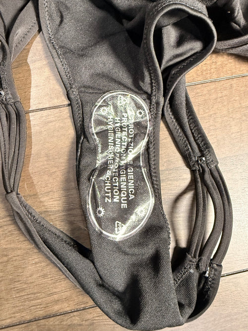 NWT CUPSHE Black Double Strap Strappy Two Piece Bikini Set Size Large