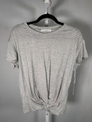 NWT Six Fifty Heather Gray Twist Front Short Sleeve Top Size Large