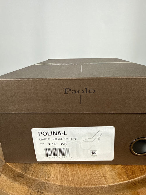 NWB Linea Paolo Polina Maple Sugar Patent Pointed Toe Pumps Size 7.5