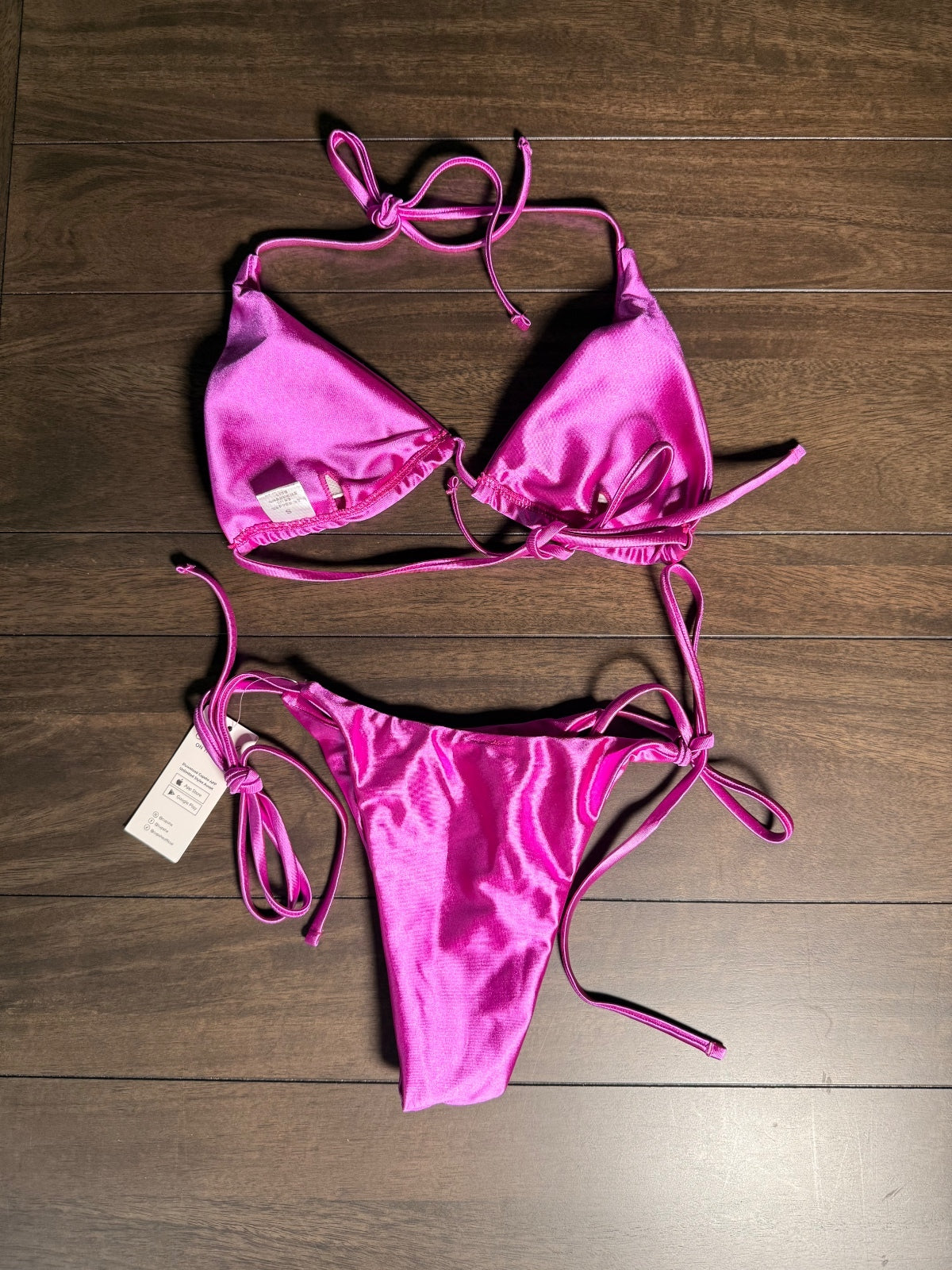 NWT CUPSHE Women’s Pink Triangle Tie Side Bikini Set Size Small