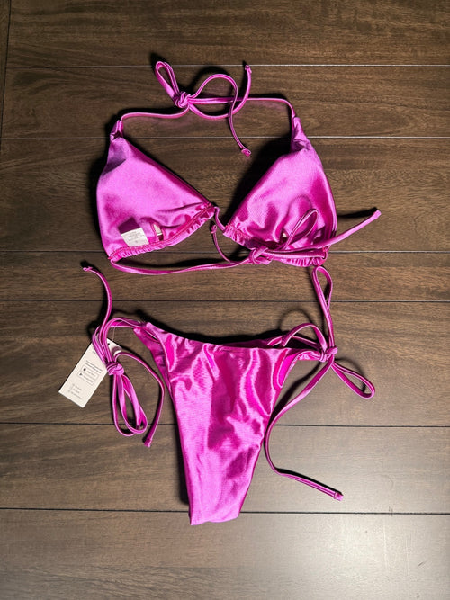 NWT CUPSHE Women’s Pink Triangle Tie Side Bikini Set Size Small