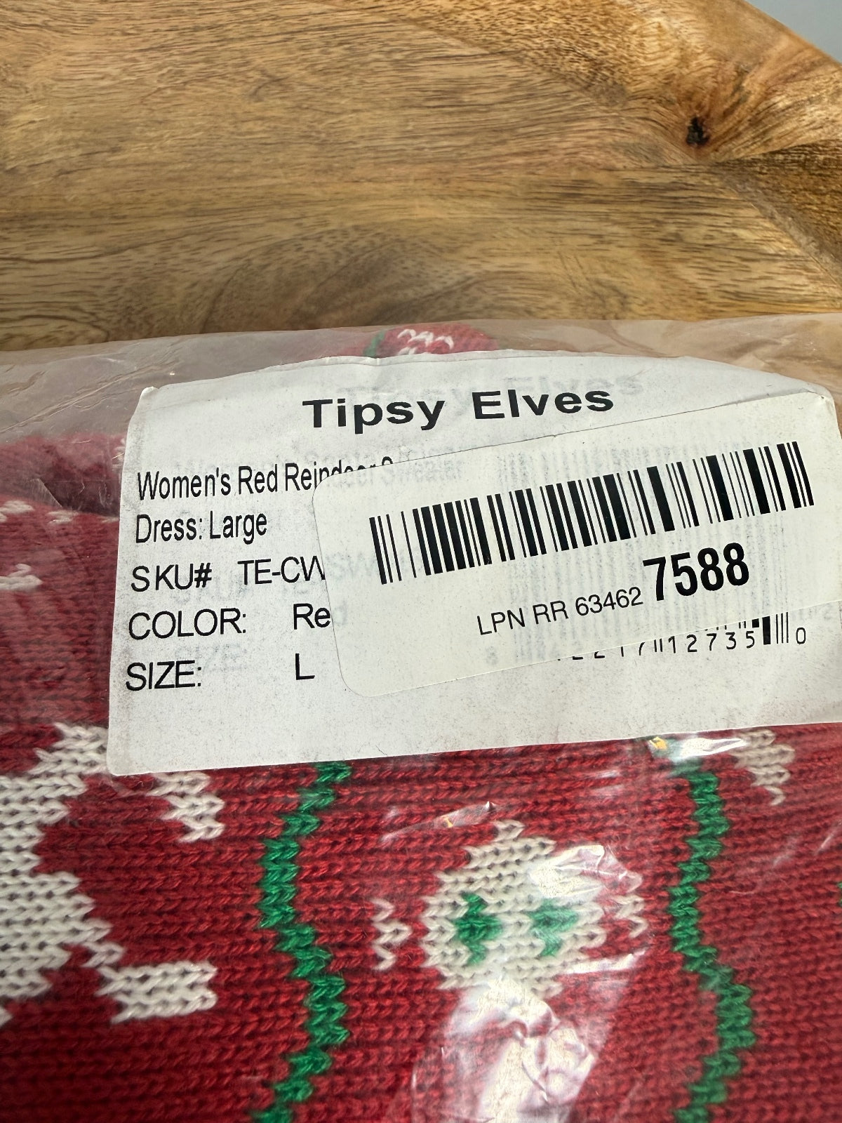 NWT Tipsy Elves Women's Red Reindeer Sweater Dress Size Large