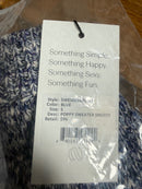 NWT Something Navy Poppy Blue Marled Knit Sweater Shorts Size Small