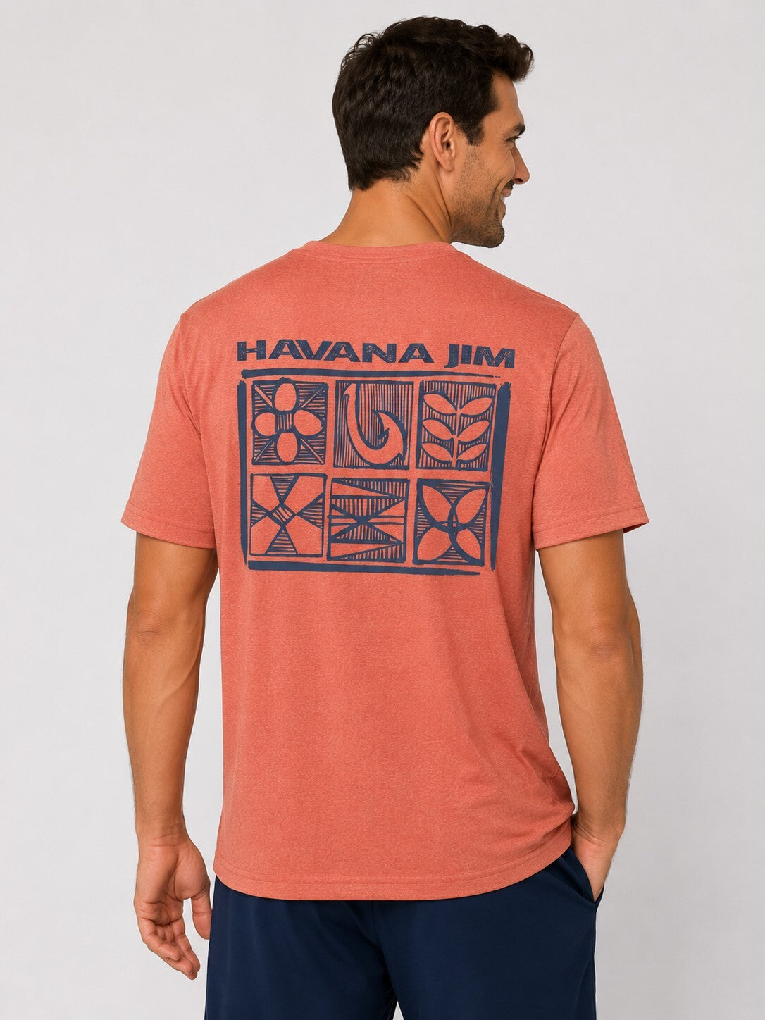 NWT Havana Jim Crew Neck Short Sleeve Logo T-Shirt Coral Heather XXL