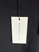 NWT Something Navy Louise Black Floral Embroidered Ruffle Sweater Size Small