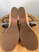 NWB Linea Paolo Varena Black Raffia Embellished Wedge Sandals Size 9.5