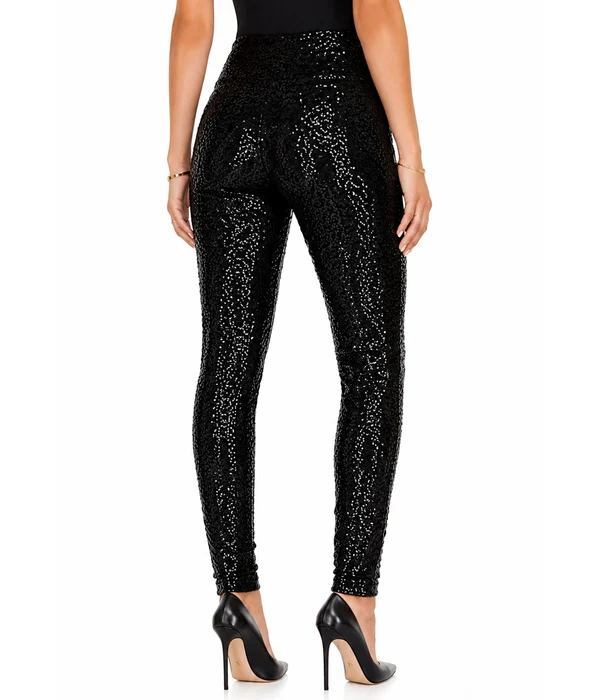 NWT Tipsy Elves Women's Black Sequin High Waisted Leggings Size XS