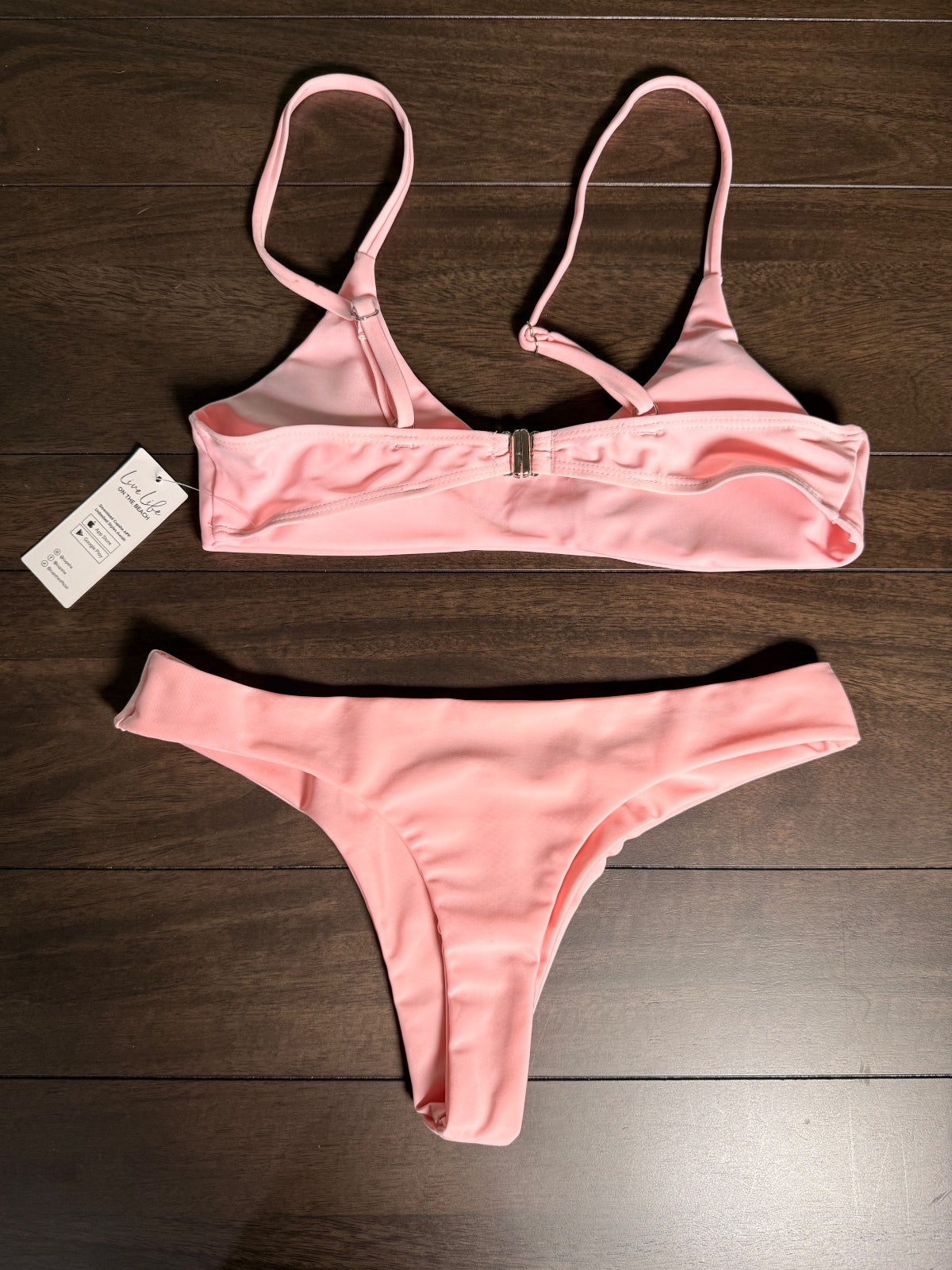 NWT Cupshe Pink Scoop Neck High Cut Cheeky Two Piece Bikini Swimsuit Size M