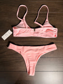 NWT Cupshe Pink Scoop Neck High Cut Cheeky Two Piece Bikini Swimsuit Size M