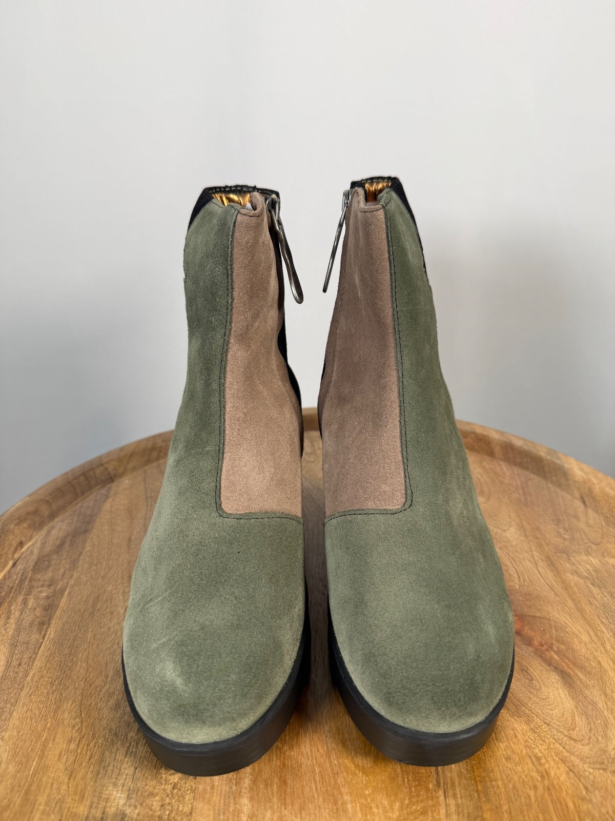 NWB Lazo Luna Ankle Boots Asteroid Brown Moldavite Green Obsidian Black Size 6.5
