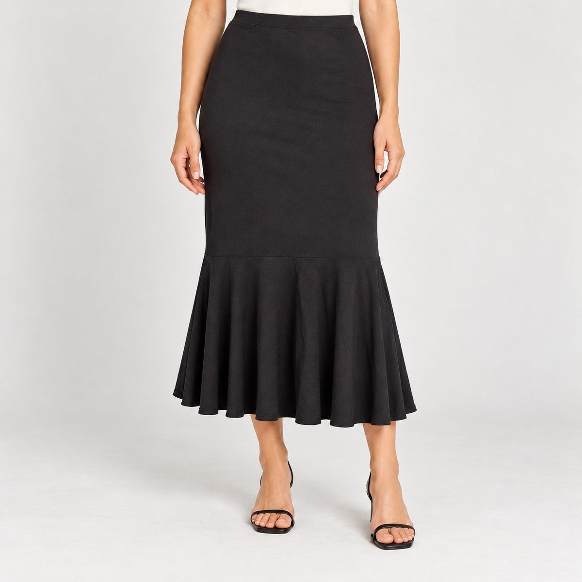NWT Halara Mid Rise Ruched Midi Mermaid Skirt Black M