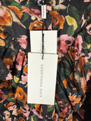 NWT Something Navy Floral Ruffle Button Up Dress Black Combo Size Small