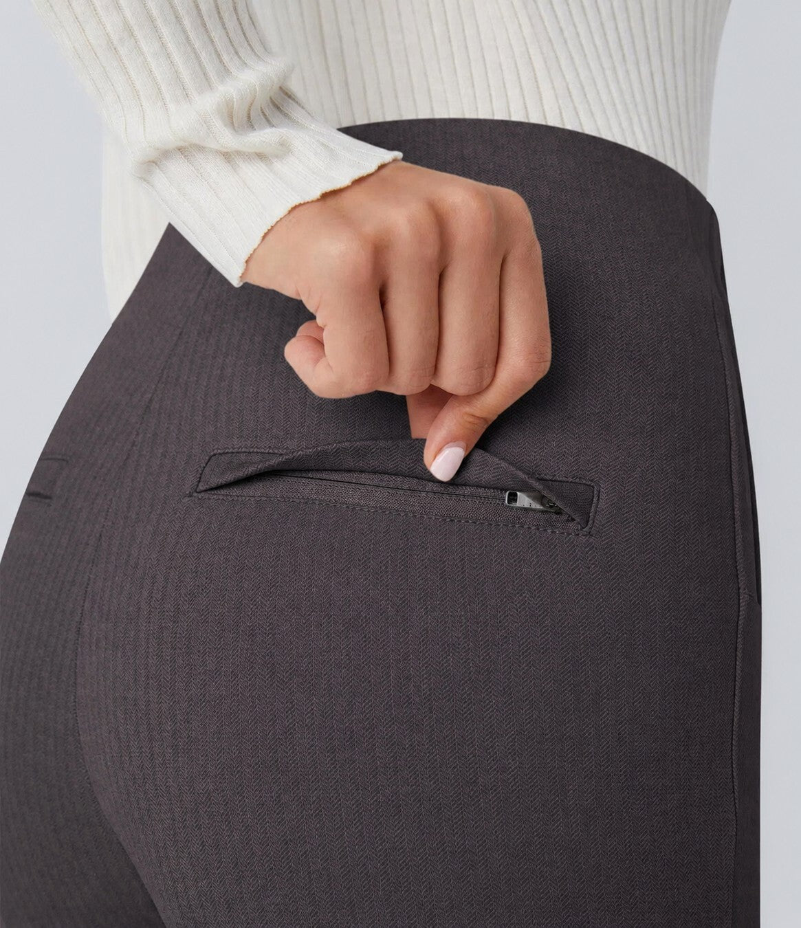 NWT Halara High Waisted Tummy Control Herringbone Charcoal Leggings Size XS 7/8