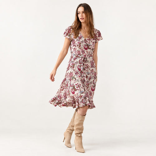 NWT Guadalupe Astrid Floral Wrap Midi Dress Size Medium