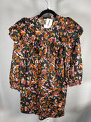 NWT Something Navy Floral Ruffle Button Up Dress Black Combo Size Medium