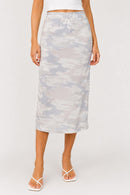 NWT REVOLVE Z Supply Alco Camo Midi Skirt Dove Grey Size Small